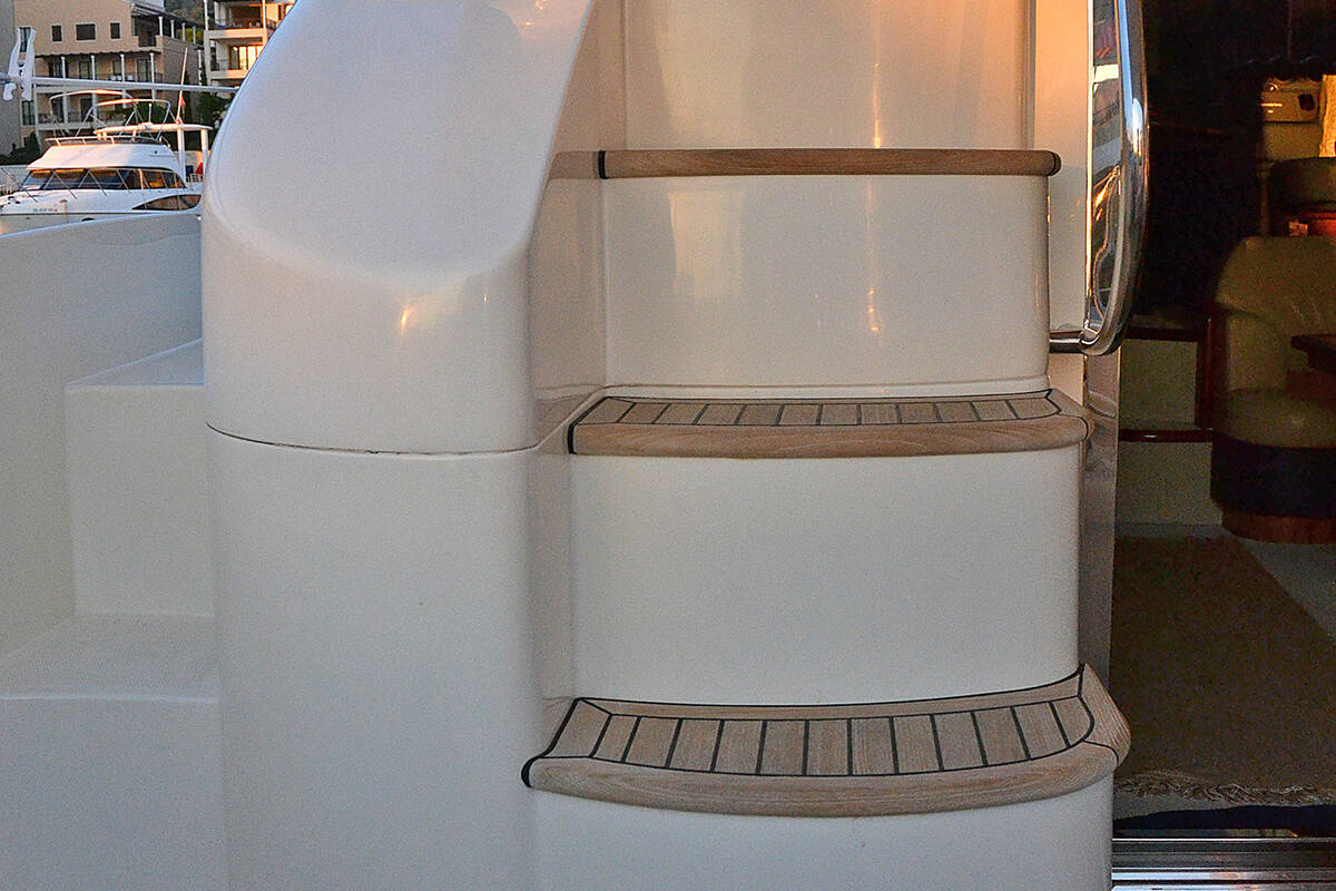 The staircase to the flybridge