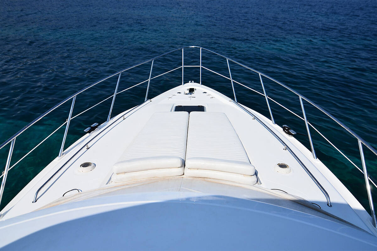 Sunbathing cushions on bow