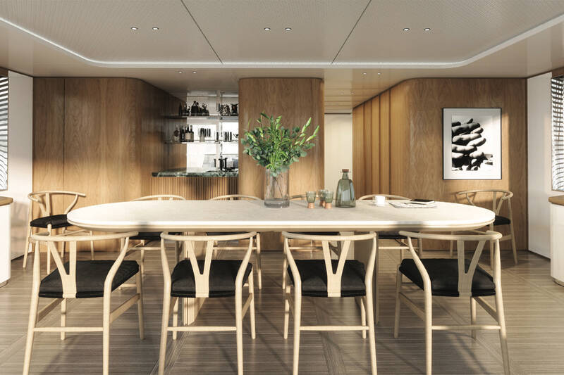 Dinette in upper deck salon