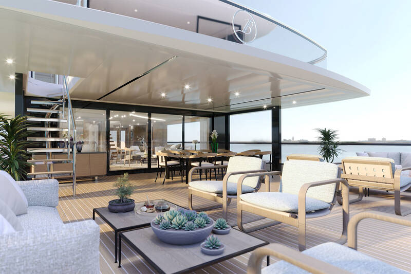 Lounge area on aft bridge deck