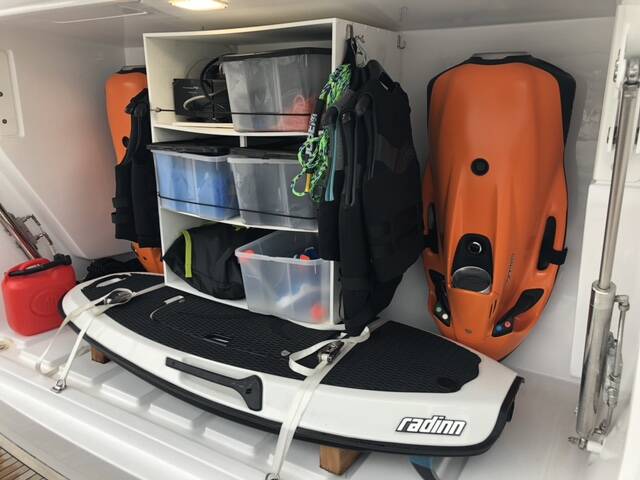Stern storage locker (for water toys)
