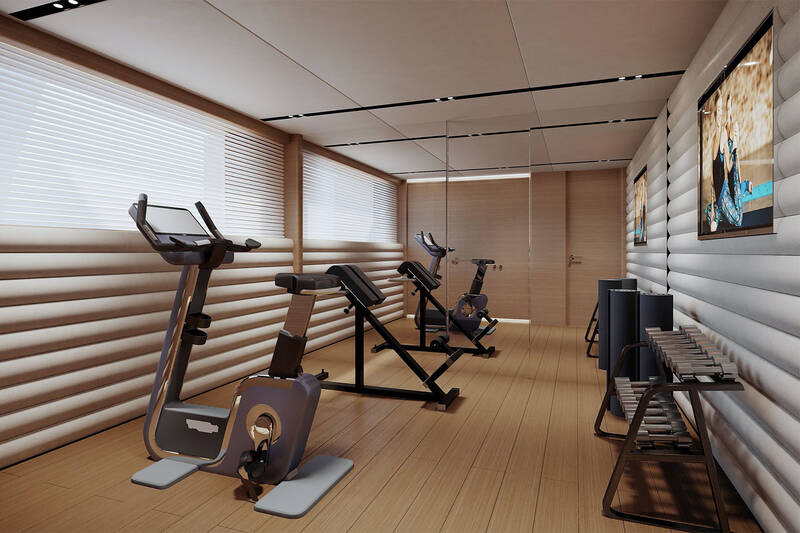 Gym on lower deck (optional configuration)