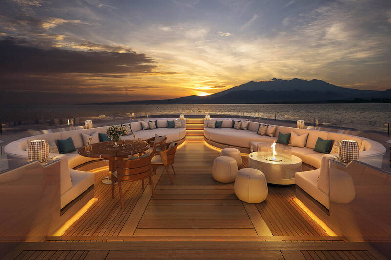 Private lounge area on bow. Access from owner's suite