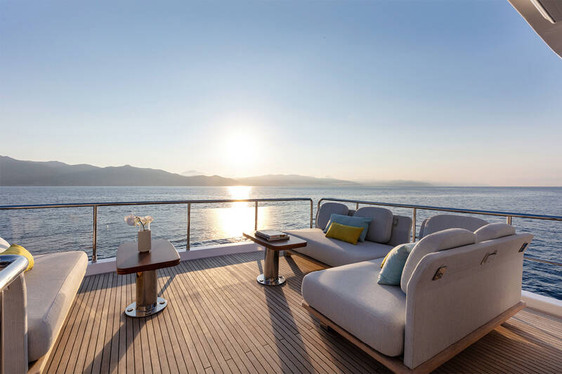 Aft lounge area on flybridge