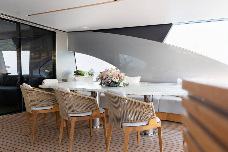 Dining area on aft upper deck