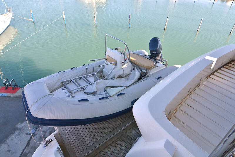 The tender on the swim platform
