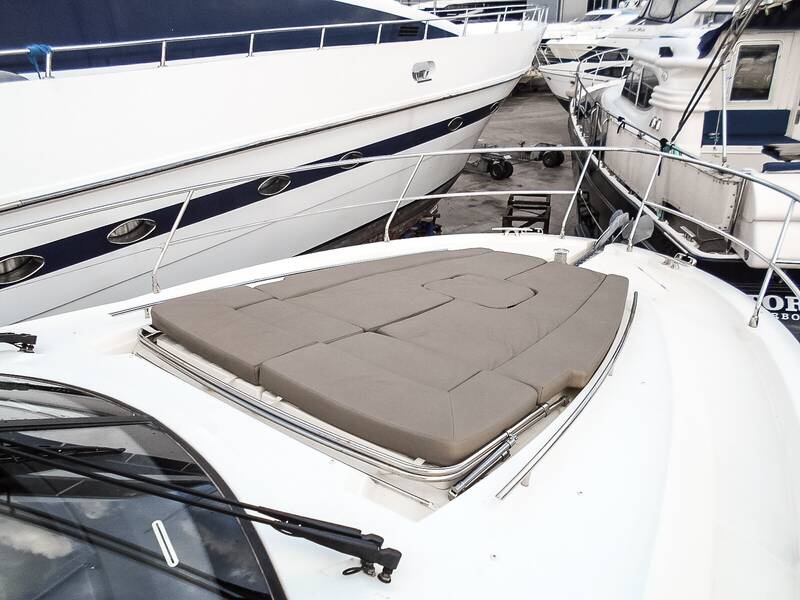 Sunbathing cushions on bow
