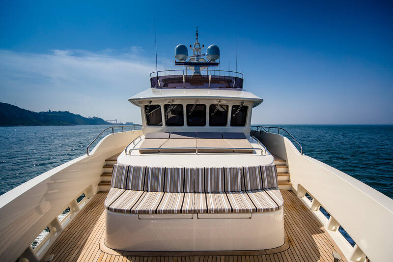 Sunbathing area on bow of the upper deck