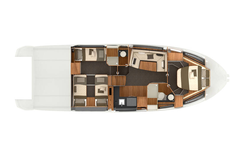 Lower deck (aft cabin features 3 bed)