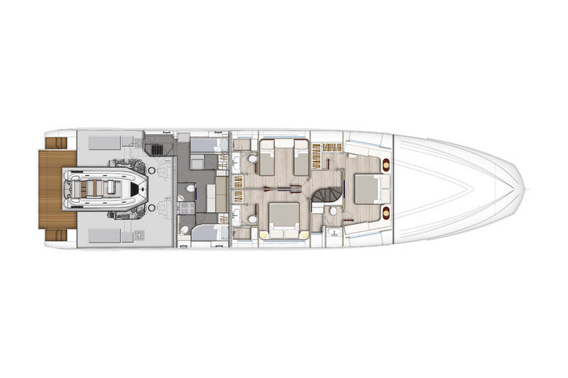 Lower deck (4 cabins = 3 on the lower deck + master on main)